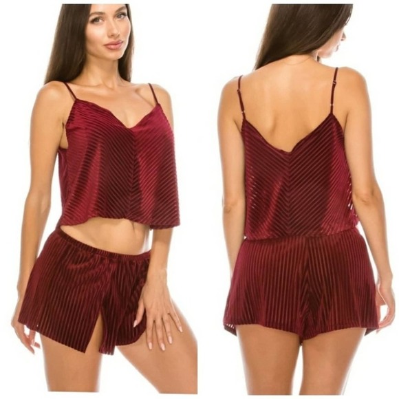 Youmita Other - Burgundy Red Pajama Shorts and Tank Top Set